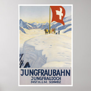 Affiche de voyage suisse d'art Jungfraujoch Suisse