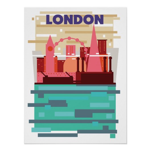 Affiche de voyage sur la skyline de Londres. (Devant)