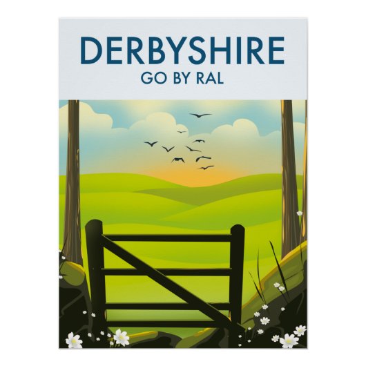 Affiche de voyage sur le paysage du Derbyshire (Devant)