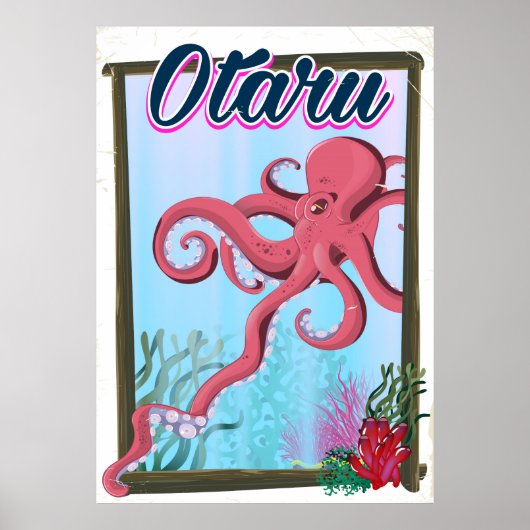 Affiche de voyage sur les calamars d'Otaru Japon (Devant)