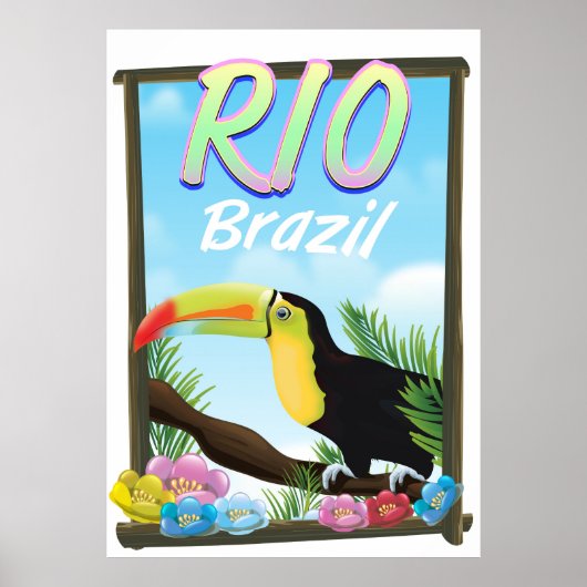 Affiche de voyage Toucan Rio Brésil (Devant)