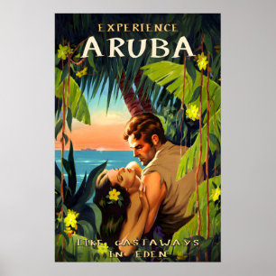 Affiche de voyage tropical Aruba Dutch Caribbean P