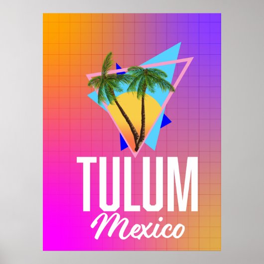 Affiche de voyage Tulum Mexico Retro. (Devant)