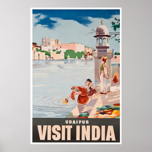 Affiche de voyage Udaipur Art Inde Impression indi (Devant)