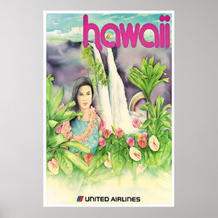 Affiche de voyage unie d'art hawaïen d'Hawaii