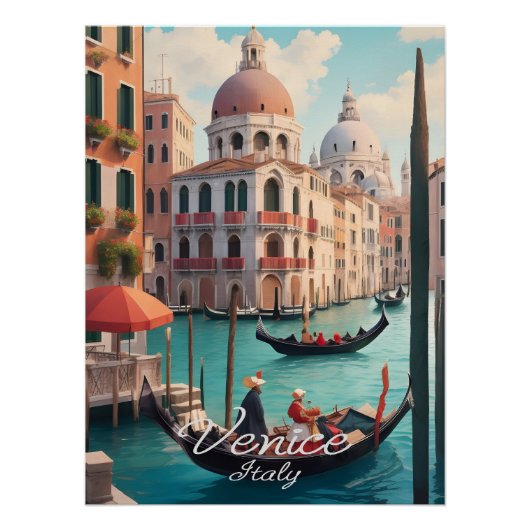Affiche de voyage Venise Italie Canaux (Devant)