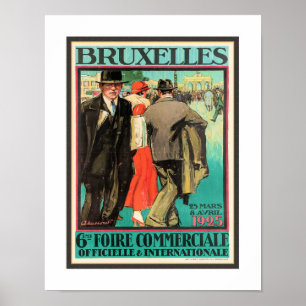 AFFICHE DE VOYAGE VINTAGE 1925 POUR BRUXELLES