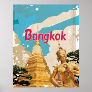 Affiche de voyage vintage à Bangkok