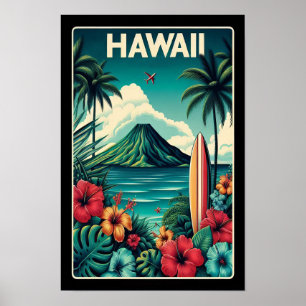 Affiche de voyage vintage à Hawaï