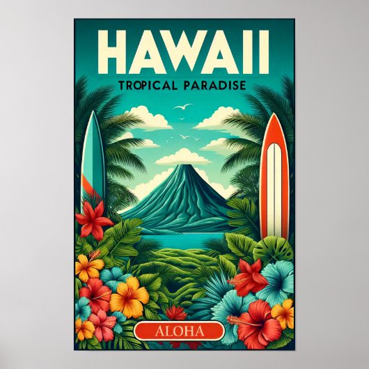 Affiche de voyage vintage à Hawaï (Devant)