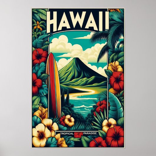 Affiche de voyage vintage à Hawaï (Devant)