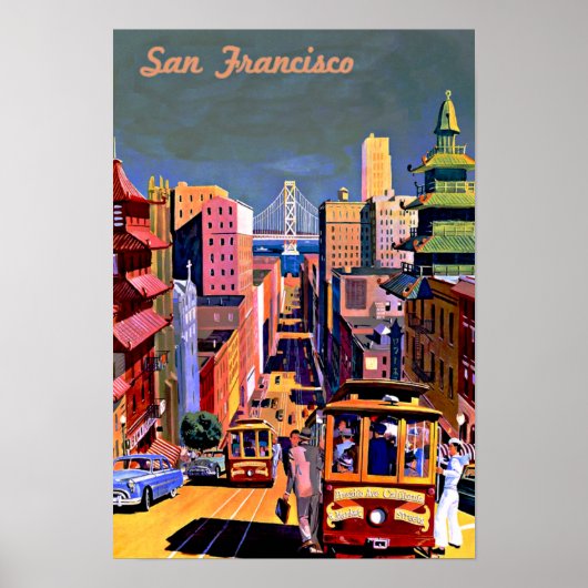 Affiche de voyage vintage à San Francisco (Devant)