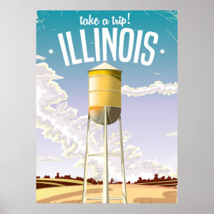 Affiche de voyage vintage agricole de l'Illinois