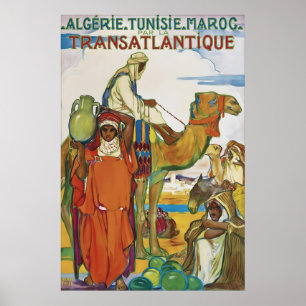 Affiche de voyage vintage Algérie Tunisie Maroc