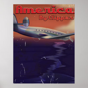 Affiche de voyage vintage America by Clipper