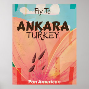 Affiche de voyage vintage Ankara Turquie