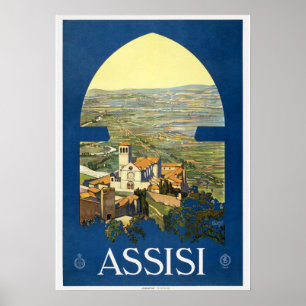 Affiche de voyage vintage Assise Italie
