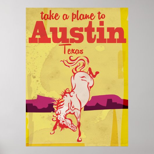 Affiche de voyage vintage Austin Texas (Devant)