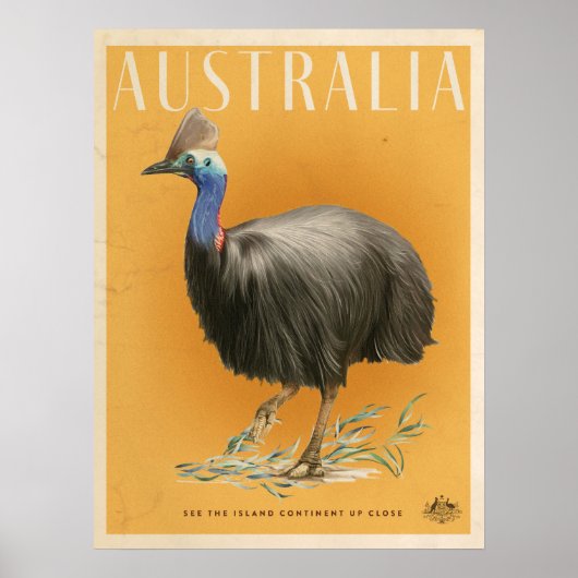 affiche de voyage vintage Australian Cassowary (Devant)