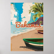 Affiche de voyage vintage Bahamas