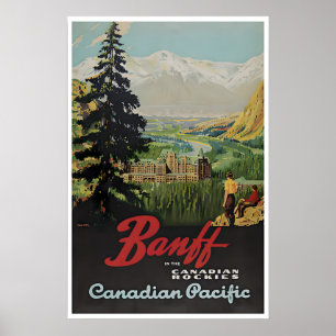 Affiche de voyage vintage Banff Art Canada Canadie