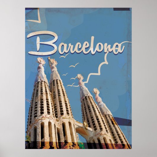 Affiche de voyage vintage Barcelone (Devant)