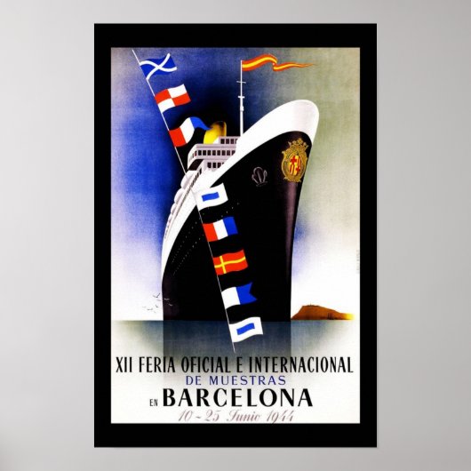 Affiche de voyage vintage Barcelone Espagne (Devant)