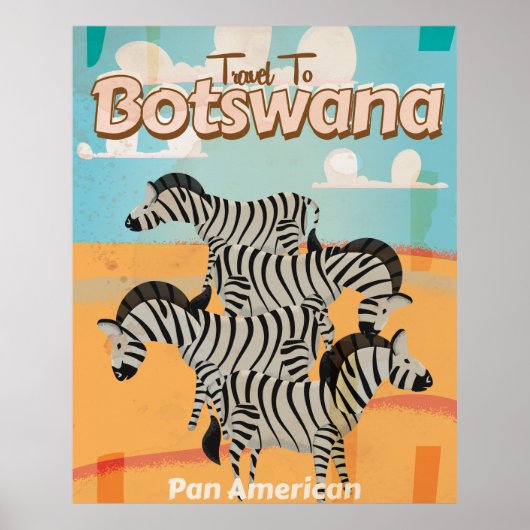 Affiche de voyage vintage Botswana. (Devant)