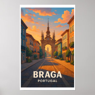 Affiche de voyage vintage Braga Portugal