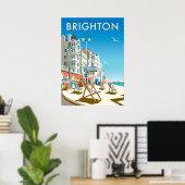 Affiche de voyage vintage Brighton England (Bureau à domicile)