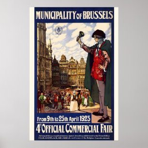 Affiche de voyage vintage Bruxelles Belgique