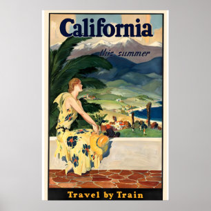 Affiche de voyage vintage Californie États-Unis