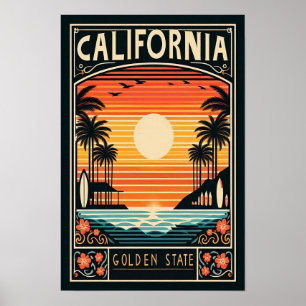 Affiche de voyage vintage californienne