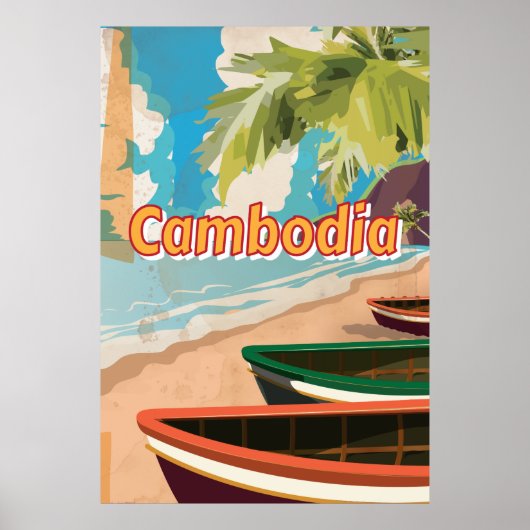 Affiche de voyage vintage Cambodge (Devant)