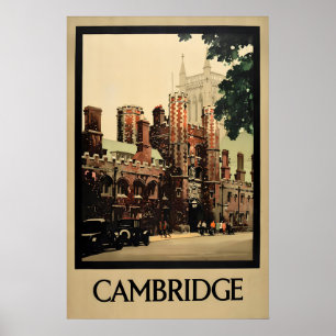 Affiche de voyage vintage Cambridge Angleterre bri