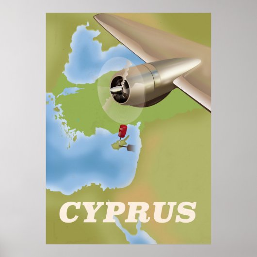 Affiche de voyage vintage carte de Chypre (Devant)