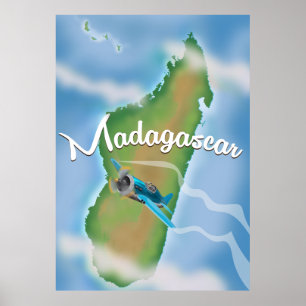 Affiche de voyage vintage carte de Madagascar.