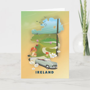 Affiche de voyage vintage carte d'Irlande
