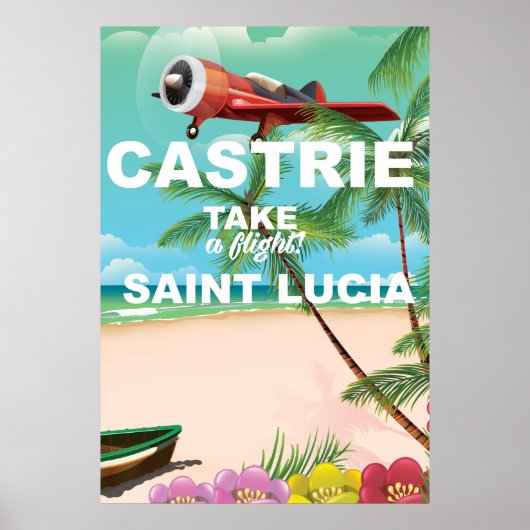 Affiche de voyage vintage Castrie Sainte Lucie (Devant)