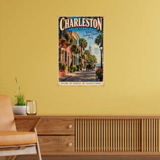 Affiche de voyage vintage Charleston Caroline du S