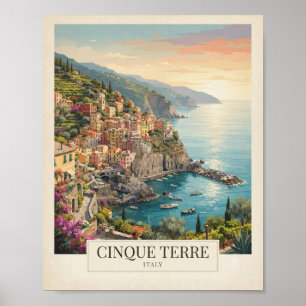 Affiche de voyage vintage Cinque Terre Italie It