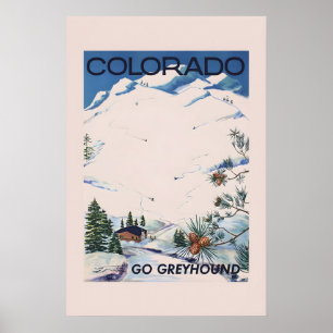 Affiche de voyage vintage Colorado Ski années 1960