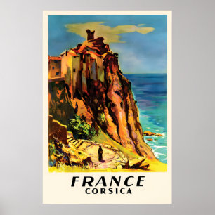 Affiche de voyage vintage Corse France Méditerrané
