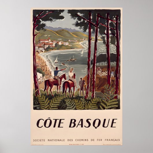 Affiche de voyage vintage Côte Basque (Devant)