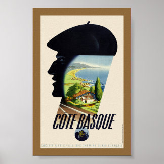 Affiche de voyage vintage Côte Basque France