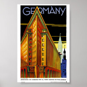 Affiche de voyage vintage d'Allemagne restaurée