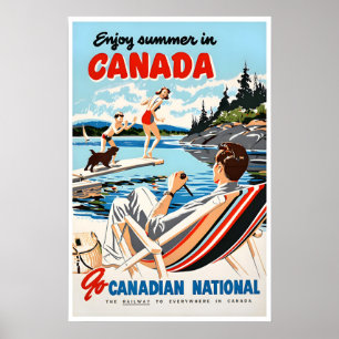 Affiche de voyage vintage d'art d'été Canada Canad