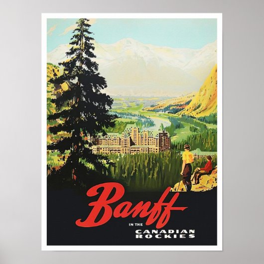 Affiche de voyage vintage de Banff Canada (Devant)