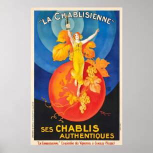 Affiche de voyage vintage de boisson Chablis
