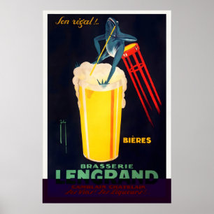 Affiche de voyage vintage de boisson de bière Cham